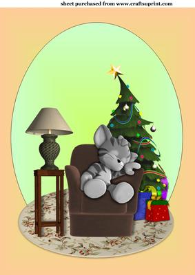 Kitty in Chair Christmas Topper