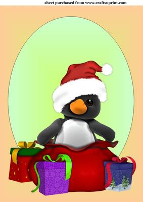 Christmas Present Penguin Plushie Topper