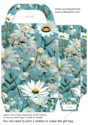 Ice blue floral gift bag 1