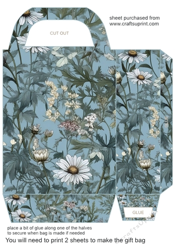 Ice blue floral gift bag 2