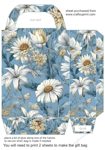 Ice blue floral gift bag 3