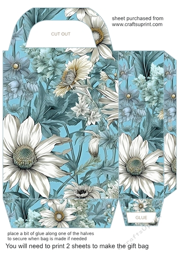 Ice blue floral gift bag 4