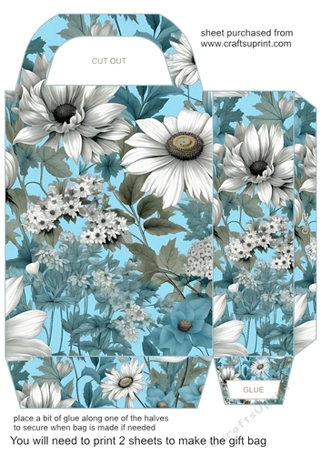 Ice blue floral gift bag 5