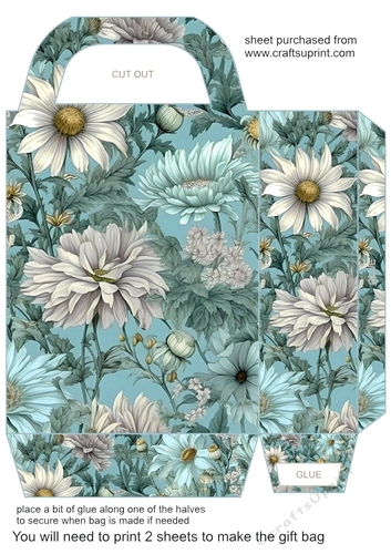 Ice blue floral gift bag 6