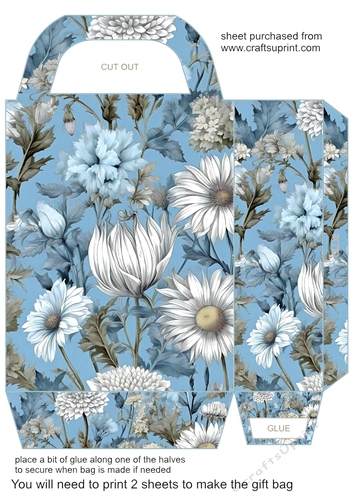 Ice blue floral gift bag 7
