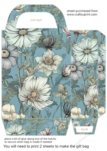 Ice blue floral gift bag 8
