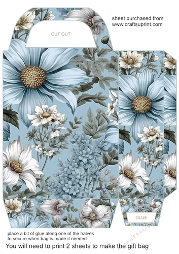 Ice blue floral gift bag 9