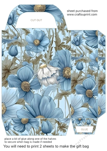 Ice blue floral gift bag 10