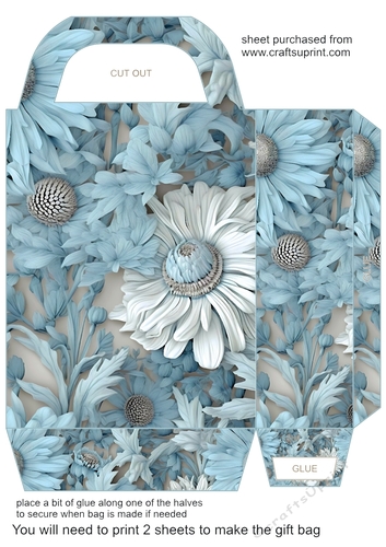 Ice blue floral gift bag 11