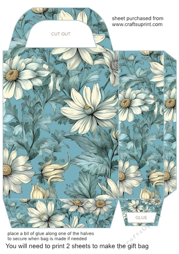 Ice blue floral gift bag 12