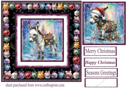 Christmas donkey card front 1