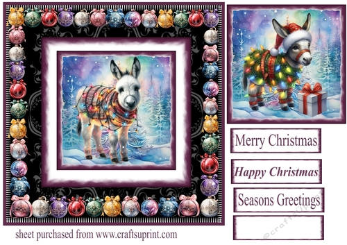 Christmas donkey card front 2