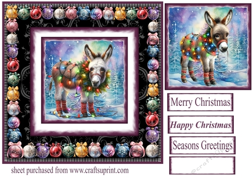Christmas donkey card front 3