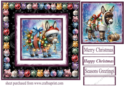 Christmas donkey card front 5