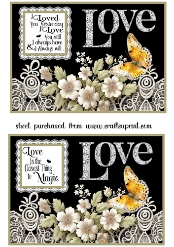 2 Lace Love butterfly card fronts (aprox 5x7)