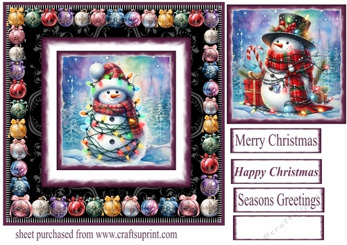 Christmas snowman card front 1