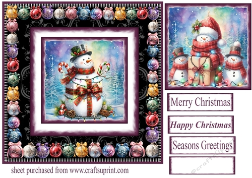 Christmas snowman card front 2