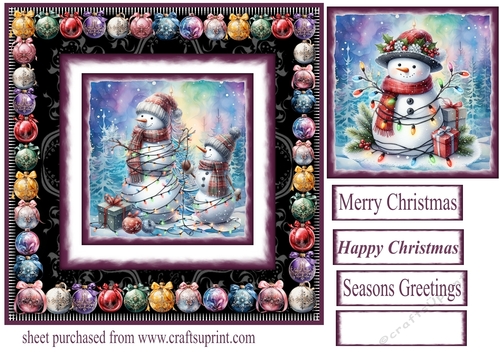 Christmas snowman card front 3