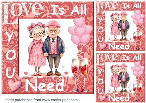 3 All you need is love card fronts/toppers 3