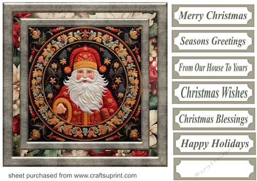 Embroidered Santa card front 1