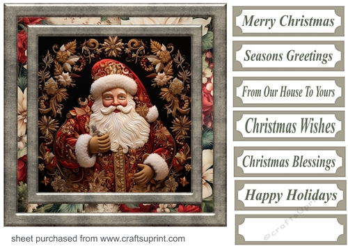 Embroidered Santa card front 2