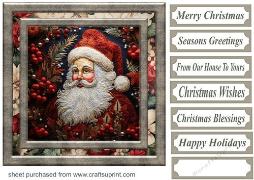 Embroidered Santa card front 3