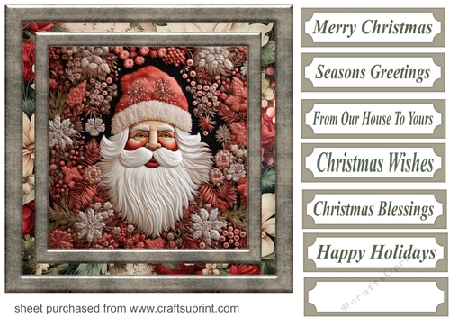Embroidered Santa card front 4