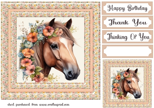 Floral horse head card front 5