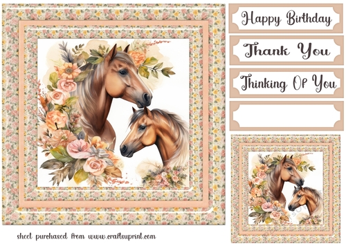 Floral horse head card front 6