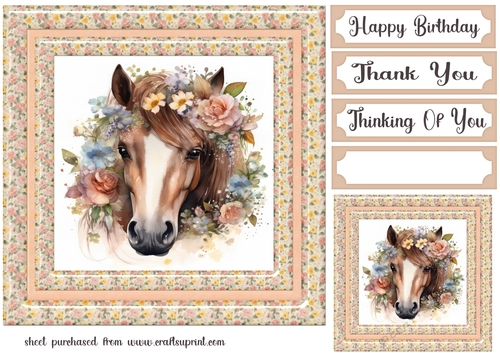 Floral horse head card front 7