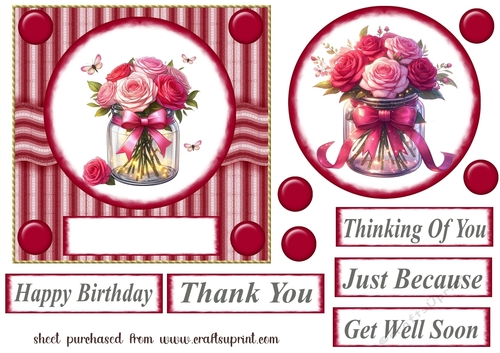 Red floral card front 3