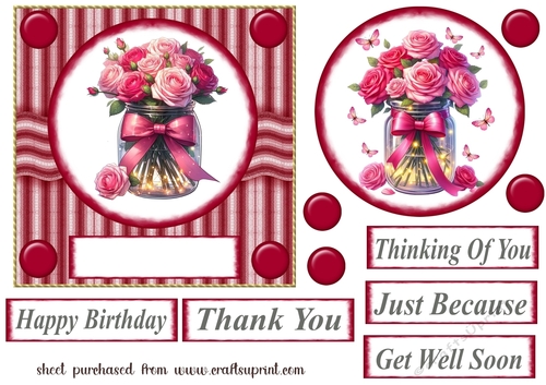 Red floral card front 4