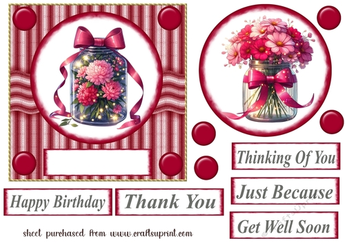 Red floral card front 5