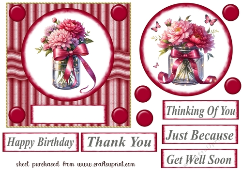 Red floral card front 6