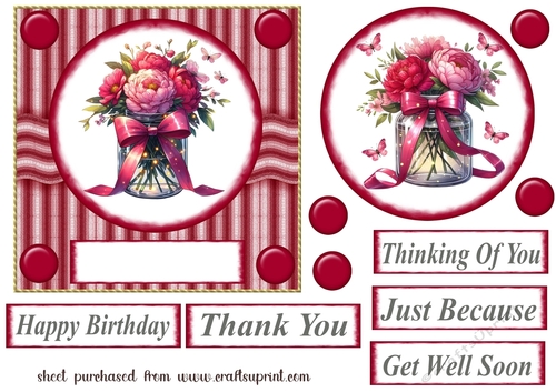 Red floral card front 7