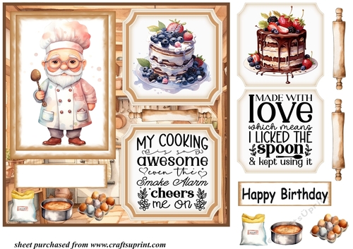 Grandad chef 2 panel Birthday cake card front 