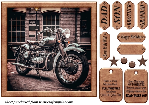 Framed motorbike card front 1