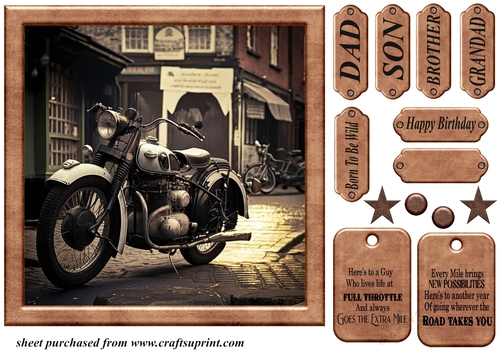 Framed motorbike card front 3