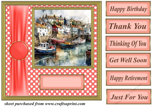 Harbor scene card front 1