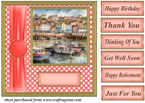 Harbor scene card front 3