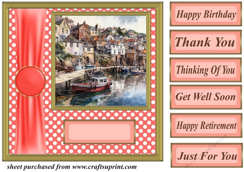 Harbor scene card front 4