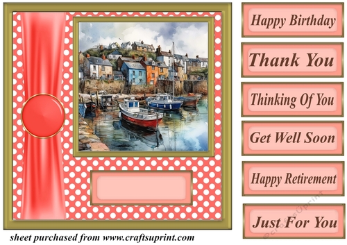 Harbor scene card front 5