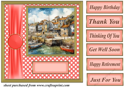 Harbor scene card front 9