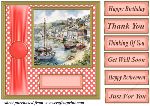 Harbor scene card front 8