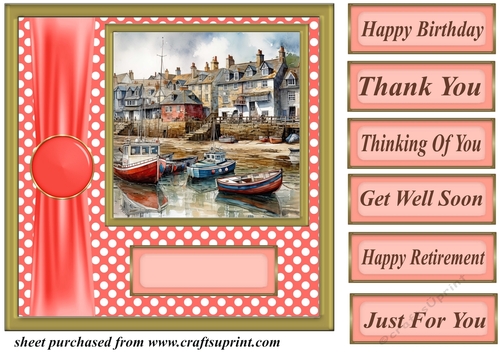 Harbor scene card front 10