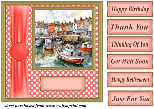 Harbor scene card front 12