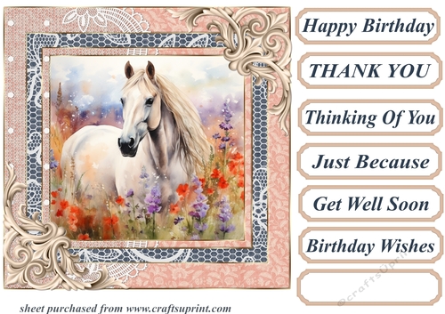 Horse in flowers card front 7