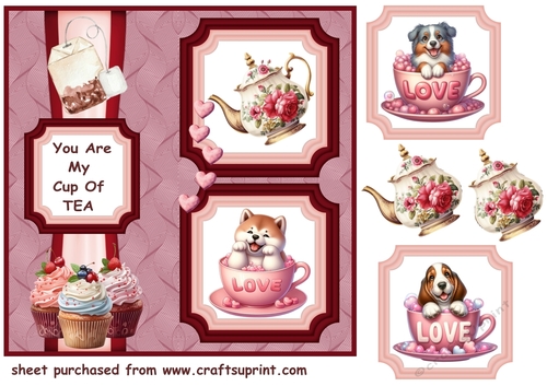 2 Panel Puppy you are my cup of tea card front 1