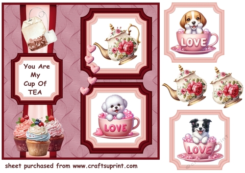 2 Panel Puppy you are my cup of tea card front 2