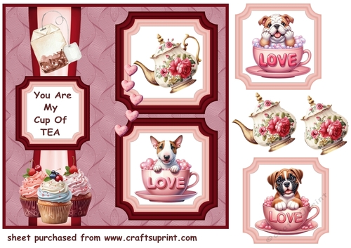 2 Panel Puppy you are my cup of tea card front 3